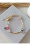 Single Blue Flower Porcelain Bead Detail & Special Design Charm Bracelet - 7
