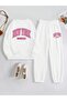 Women's White New York Brooklyn Printed Oversize Crew Neck Sweatshirt Jogger Bottom Top Set - 2