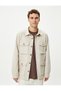 Shirt Jacket Suede Look Classic Collar with Flap Pockets and Buttons - 3