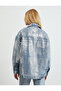 Denim Jacket with Metallic Look Pocket Detail Comfortable Cut Metal Buttons - 5