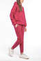 Women's 3 Thread Relaxed Fit Hooded Tracksuit Set with Elastic Legs - Casual - 4