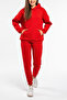 Women's 3 Thread Relaxed Fit Hooded Tracksuit Set with Elastic Legs - Casual - 2