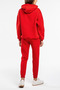 Women's 3 Thread Relaxed Fit Hooded Tracksuit Set with Elastic Legs - Casual - 5