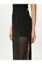 Midi Tulle Skirt with Slit and Elastic Waist - 5