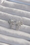 Brass Silver Color Square Zircon Stone Bow Earrings