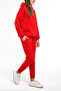 Women's 3 Thread Relaxed Fit Hooded Tracksuit Set with Elastic Legs - Casual - 3