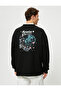 Back Printed Sweat Far East Themed Comfortable Cut Crew Neck - 4