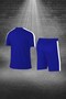 Plus Size Men's Blue Dri-Fit Comfortable Pocket Straight Neck T-Shirt Shorts for Walking and Running Two-In-One Bottom Base - 4
