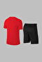 Plus Size Men's Red Dri-Fit Unprinted Round Neck Short Sleeve T-Shirt Shorts Bottom Top Set (4Xl-10X - 4