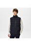 Men's Hooded Quilted Navy Blue Coat - 8