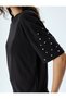 Crew Neck Cotton Jewelled Short Sleeve T-shirt - 5