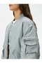 Bomber Jacket with Flap Pockets, Double Pockets, College Collar, Zipper Closure - 5