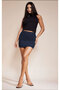 Dark Navy Blue, Elastic Waist Mini Denim Skirt