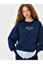 Oversize Sweatshirt Crew Neck Slogan Fabric Detailed