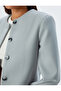 Buttoned Slim Fit Long Sleeve Collarless Crop Jacket - 5
