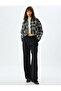 Buttoned Tweed Bomber Jacket with Flap Pocket Detail - 2