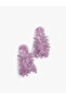 Flower Pattern Dangle Earrings with Bead Detail - 3