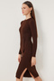 Women's Dark Brown Crew Neck Lycra Knitwear Dress MT00104 - 3
