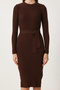 Women's Dark Brown Crew Neck Lycra Knitwear Dress MT00104 - 4