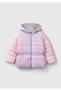 Girl's Lilac Mix Left Chest Logo Embroidered Drawstring Elastic Waist Hooded Coat