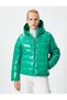 Short Puffer Jacket, Hooded, Pocket Detailed, Zippered - 3