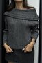 Anthracite Off-The-Shoulder Folded Sweater - 4