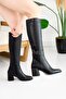 Daily Women's High Thick Heeled Zippered Below the Knee Comfortable Boots 3001