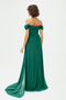 Women's Emerald Green Underwire Corset Detailed Silvery Long Evening Dress - 5