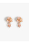 Flower Patterned Earrings with Bead Detail
