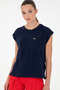 Women's Navy Blue Crew Neck T-Shirt 50281947-Vr033 - 3
