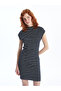 Lcw Vision White Mock Neck Striped Dress