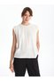 Alita City Farkıyla Lcw Everyday White Combed Cotton Plain Oval Neck Short Sleeve Women's Blouse