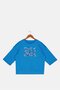 Kids Girl Crew Neck Long Sleeve Embroidered Sweatshirt, Blue