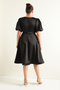 Women's Black Balloon Sleeve Stone Belted Plus Size Satin Evening Dress - 5