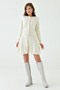 Women's Ecru Stretchy Knit Fabric Buttoned Cardigan and Pleated Mini Skirt Two-Piece Knitwear Set 1150 - 8