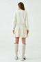 Women's Ecru Stretchy Knit Fabric Buttoned Cardigan and Pleated Mini Skirt Two-Piece Knitwear Set 1150 - 3