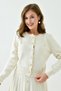 Women's Ecru Stretchy Knit Fabric Buttoned Cardigan and Pleated Mini Skirt Two-Piece Knitwear Set 1150 - 6