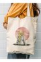 Canvas Fabrictesettür Scenery Girl Tote Bag - Cream - Çınar Tote Bag - 6