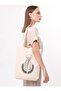 Canvas Fabric Hijab Girl's Cloth Bag with Turning Back - Cream - Çınar Cloth Bag - 4