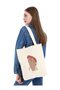 Canvas Fabric Girl Cloth Bag with Hijab Cat - Cream - Çınar Cloth Bag - 4