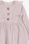 Girl's Long Sleeve Dress with Frilly Button Detail, Age 1.5-5, Beige Melange - 6