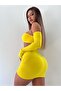 Yellow strapless high waist mini skirt two-piece set - 2