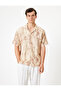 Turn-Down Collar Short Sleeve Patterned Shirt - 3
