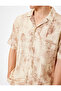 Turn-Down Collar Short Sleeve Patterned Shirt - 5