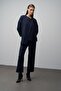 Low Sleeve Jacket Pants Scuba Two-Piece Set Dark Blue 9262-Tk
