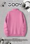 Half Zippered Star Printed Pink Women's Sweatshirt - 2