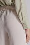 Women's Linen Blended Waist Half Elastic Double Pleated Double Leg Trousers Natural - 7