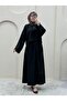 Crew Neck Blouse Skirt Linen Set -Black