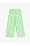 Wide Leg Trousers Floral Elastic Waist Textured - 2