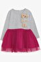 Girl's Long Sleeve Dress with Teddy Bear Accessory, Age 3-8, Light Gray Melange - 5